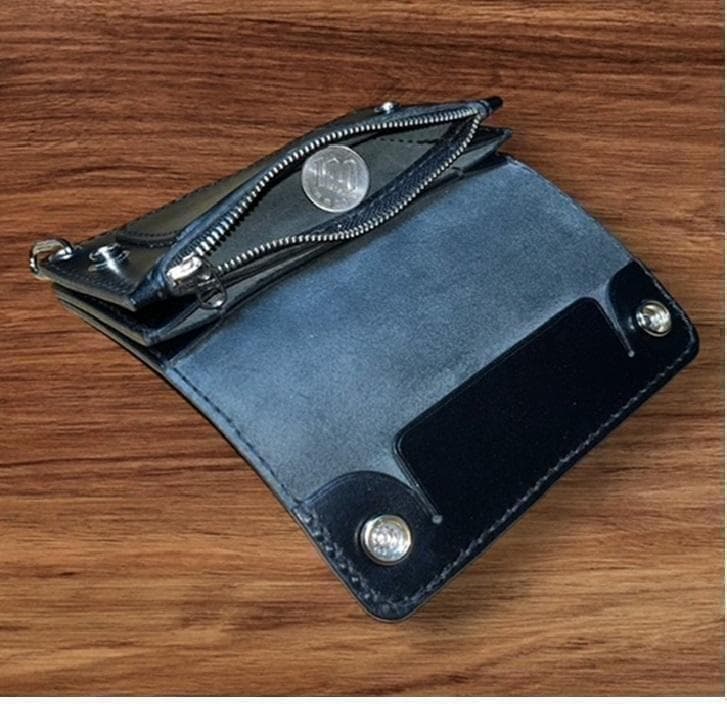 TERU ⑤ミドルトラッカーウォレット/栃木レザーシルバー/小判カンシルバ