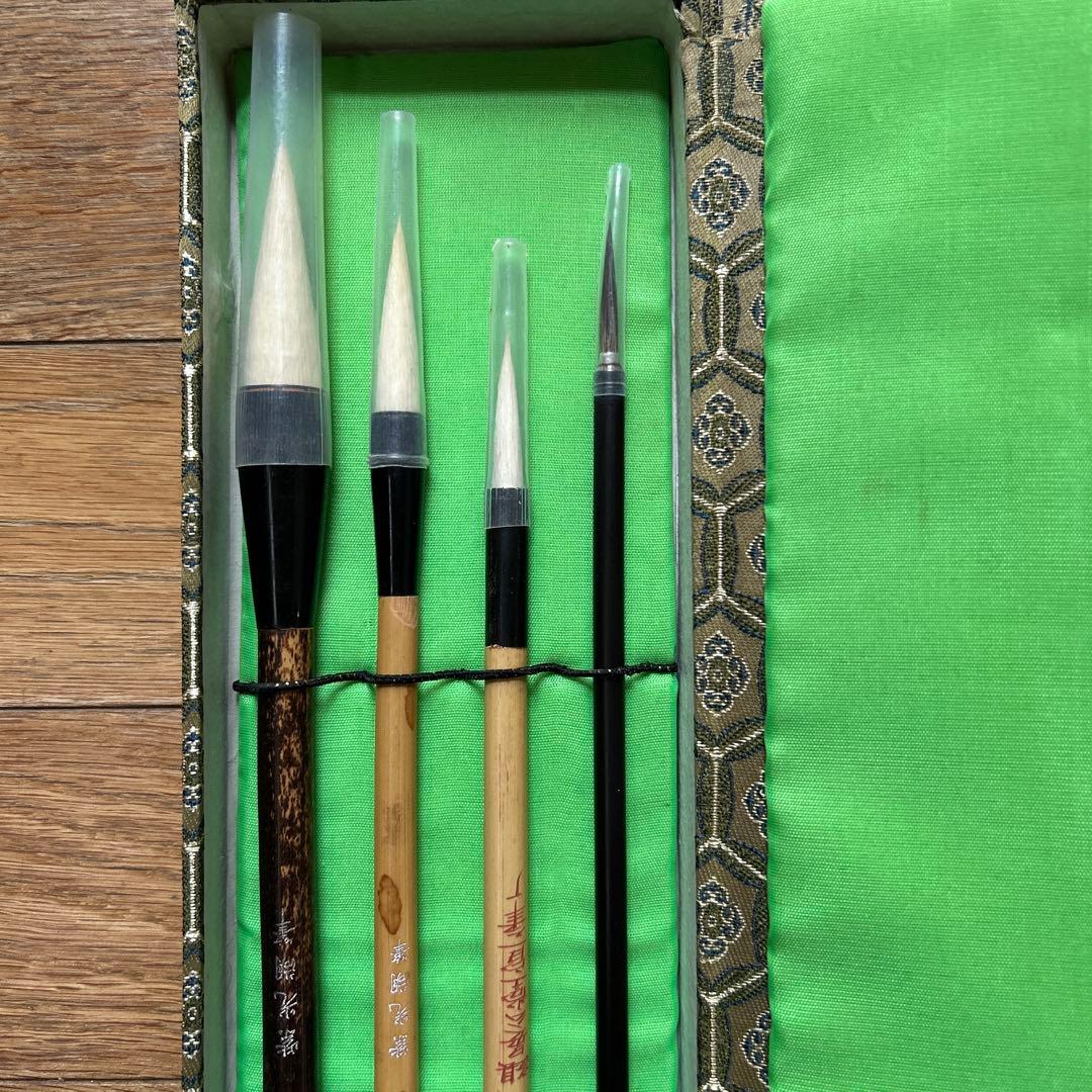 最高級書道、水墨画名品【中国文房精製貢品名筆4本組】高級天然