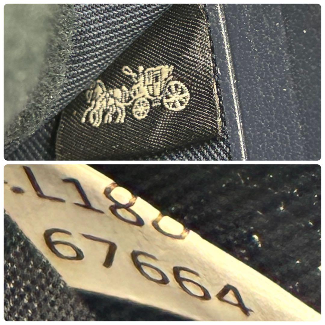 極美品 コーチ デニム ラウンドファスナー コンパクトウォレット ミニ