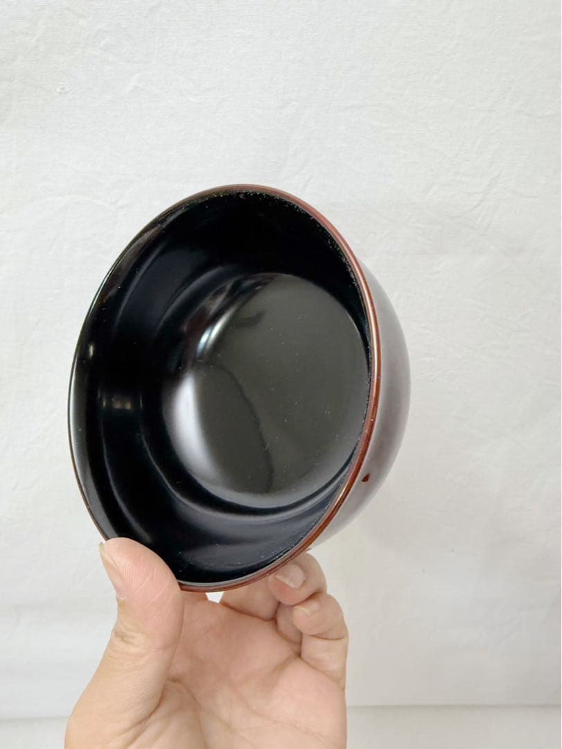 ほぼ未使用 懐石道具 增田錦製 天然木製 溜塗 花蒔絵 吸物椀 5客揃 内黒共箱