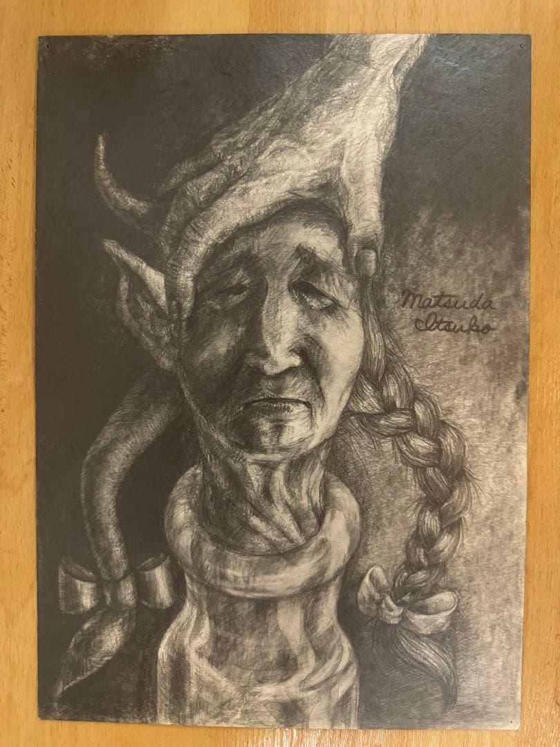 鉛筆画 老女の肖像