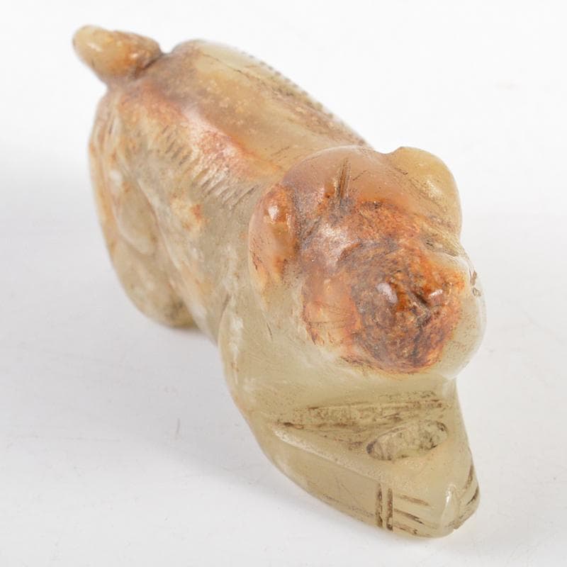 中国 玉石彫刻 犬 置物 V R5558