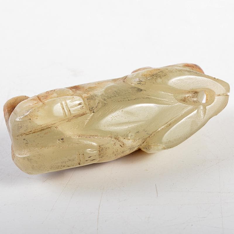 中国 玉石彫刻 犬 置物 V R5558