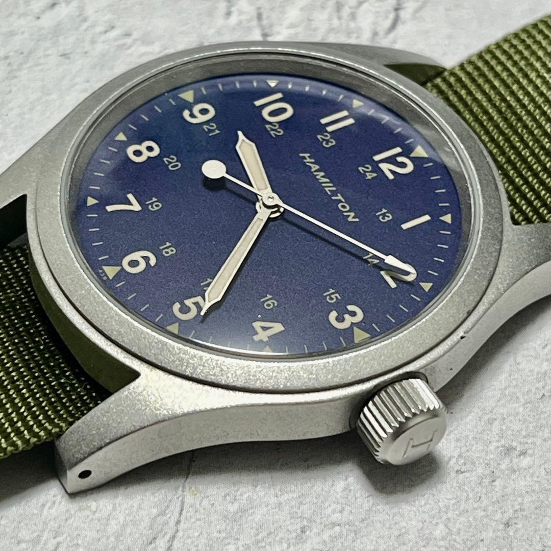 HAMILTON 手巻き時計 ミリタリー 青 Ships