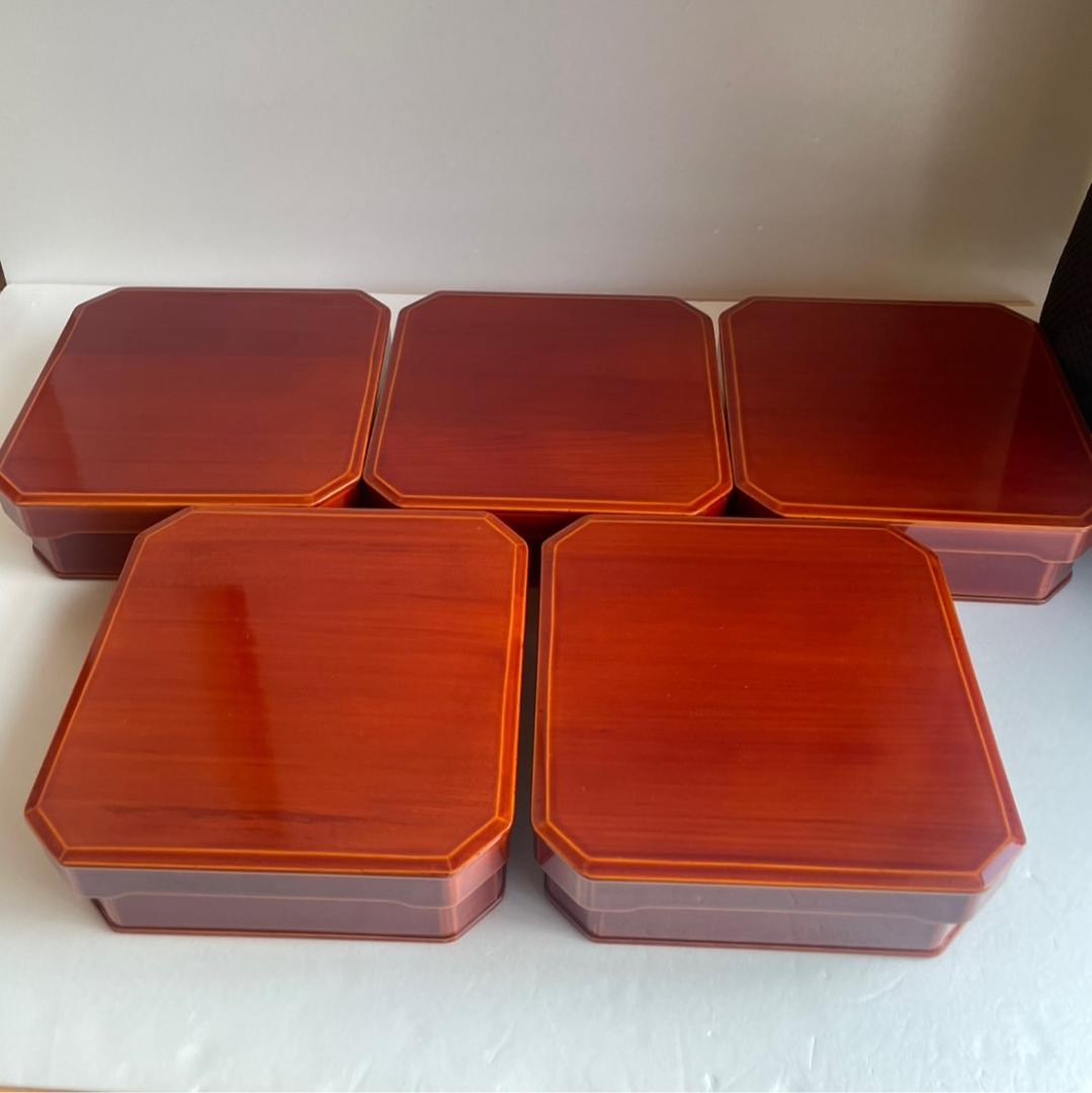 木製漆器 飛騨 春慶塗 大徳寺 縁高 五客 30