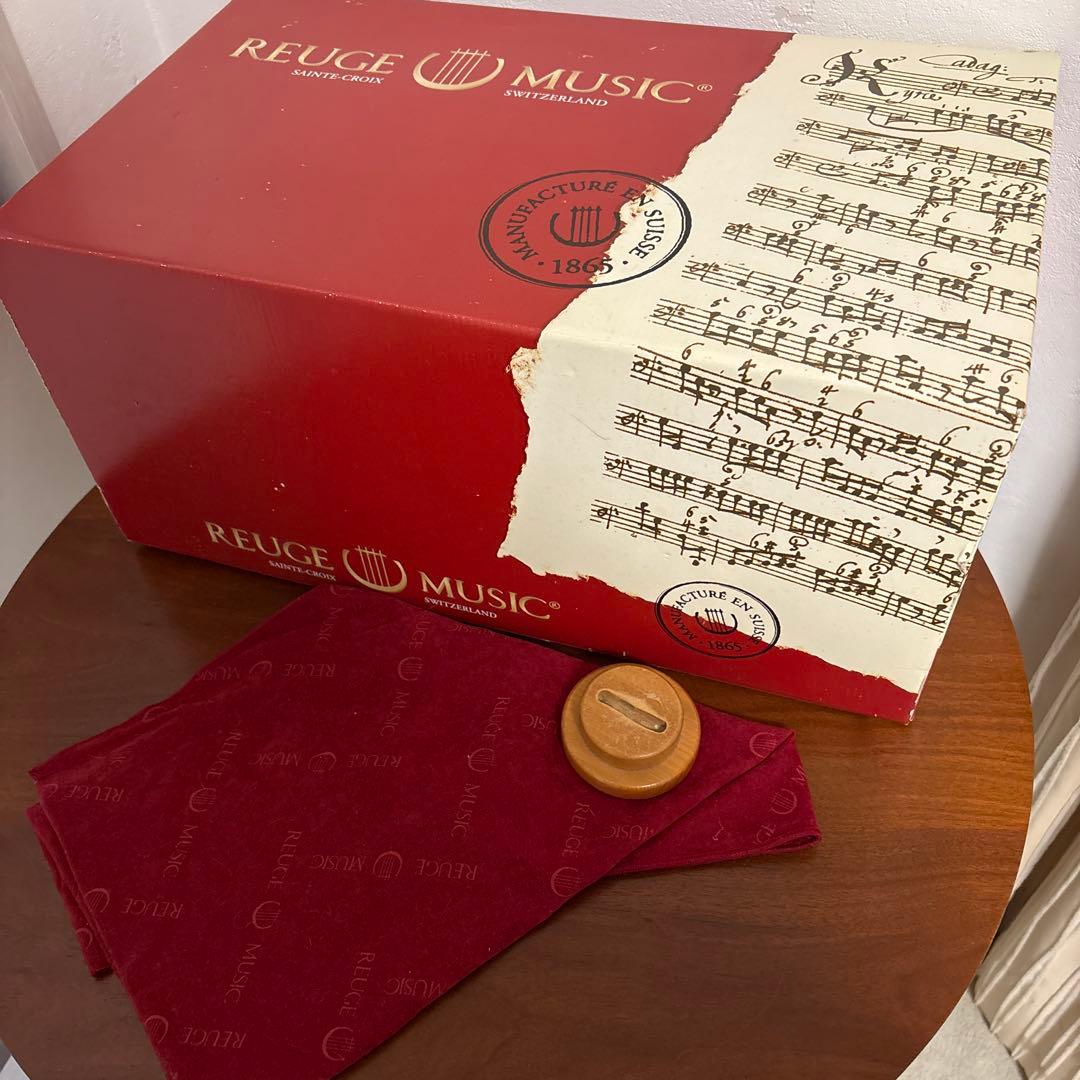 リュージュ　オルゴール　144弁　 白薔薇象嵌　共鳴箱　オルゴール療法 カノン