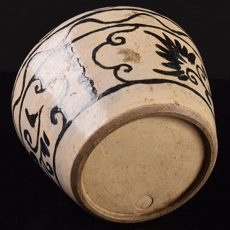 中国　磁州窯　鉄絵　花文壺　花瓶　C　6922