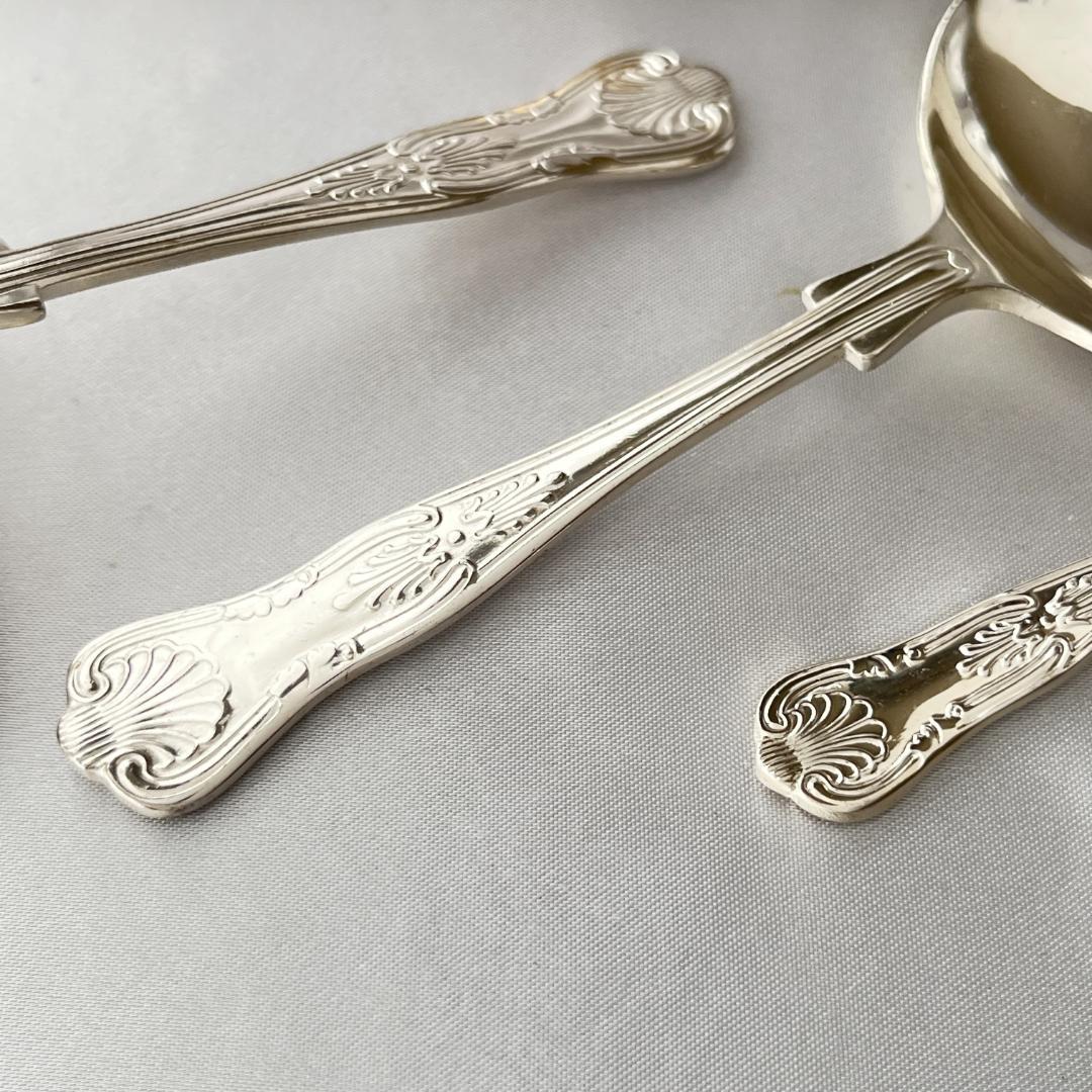 【英国】 キングスパターン ミニサーバー 3本【シルバープレート】