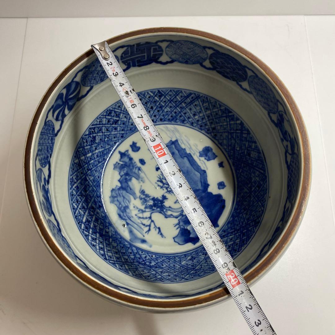 時代 五良大甫呉祥瑞染付水指 木箱付 東Y7-