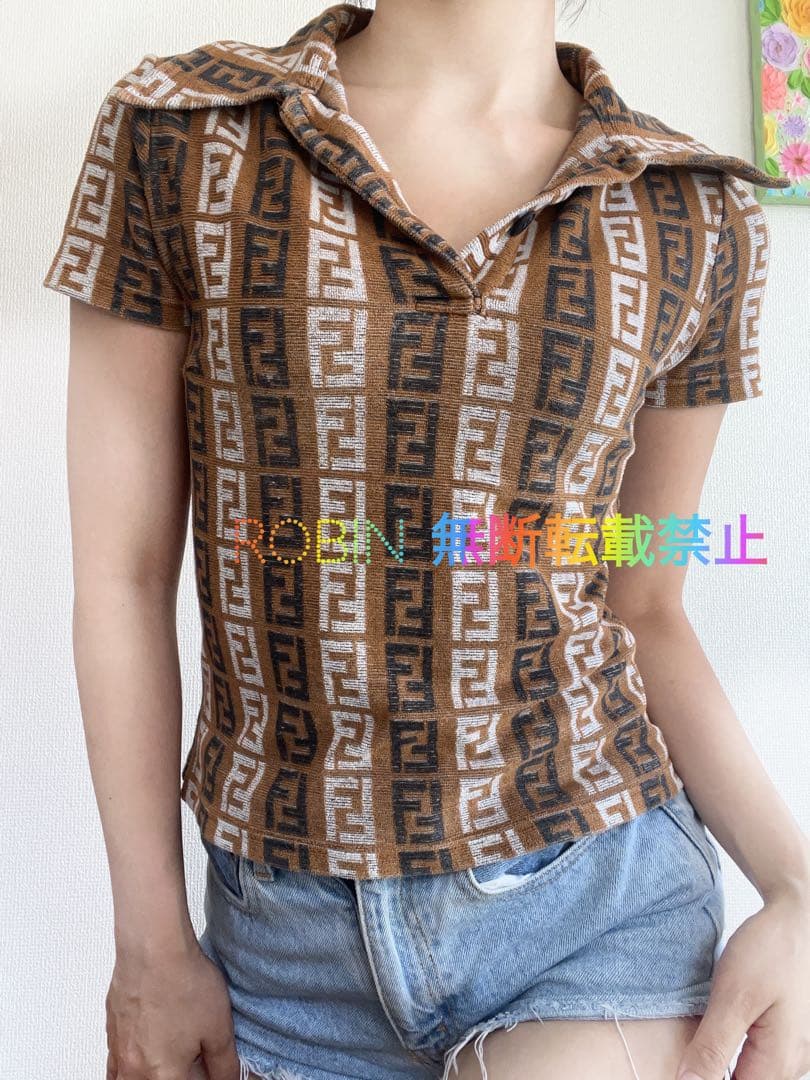 激レア　正規品Fendi 　総ロゴ　ズッカ　エスニックコア　ポロシャツ　S相当