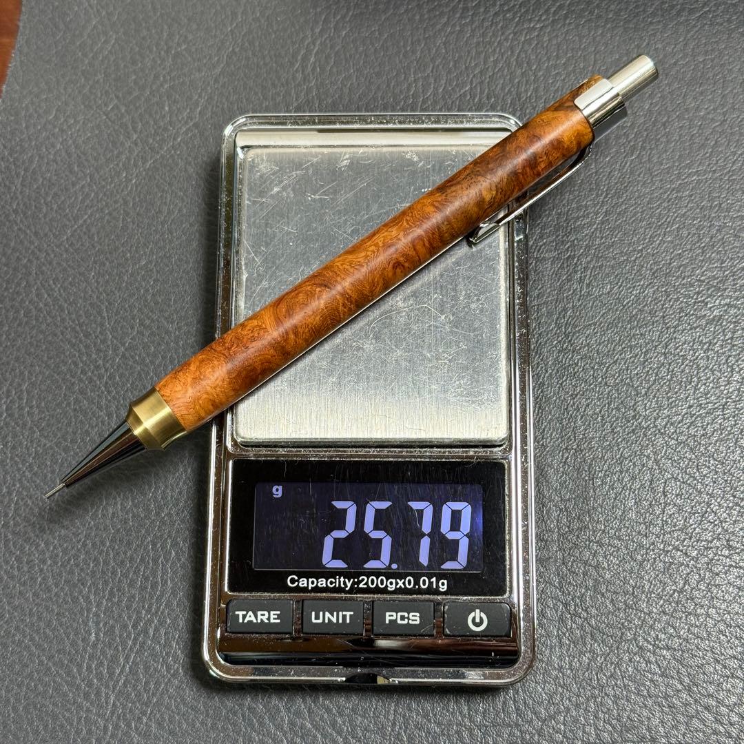 115花梨瘤　木製シャーペン　強低重心ダブルR 真鍮