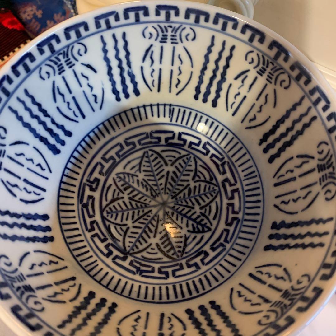 ヴィンテージ 中国 青 染め付け 陶器丼碗 中国骨董 - メルカリ