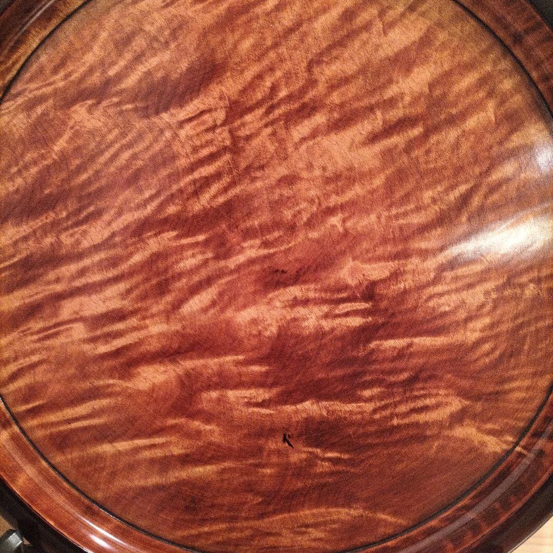 岡山 烏城彫 銘木 素塗り 丸盆