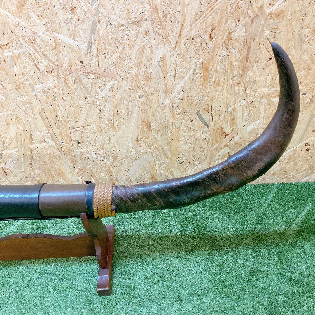 水牛 角 インテリア レトロ 台座付き