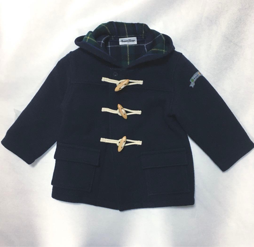 ファミリア 100cm ウールブレンド ダッフルコート ネイビー 男の子