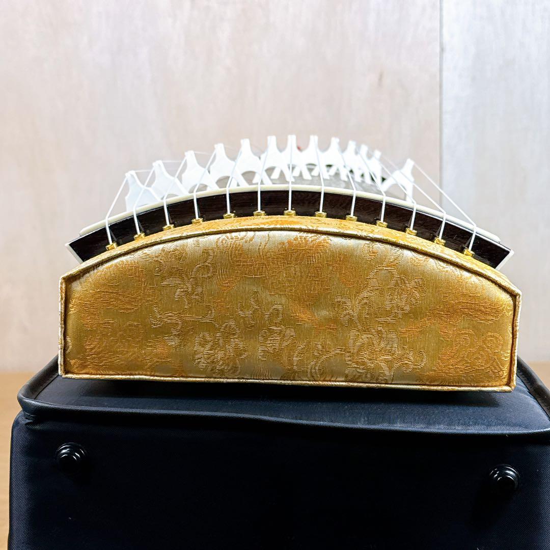 美品】 ゼンオン 文化箏 高級 立柱ケース 13弦 全長86cm 琴 短琴 箏