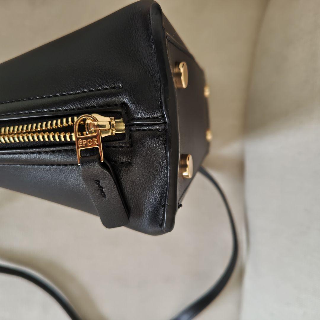 ロペE'POR Y BAG Miniサイドジップミニショルダーバッグ黒／ブルー