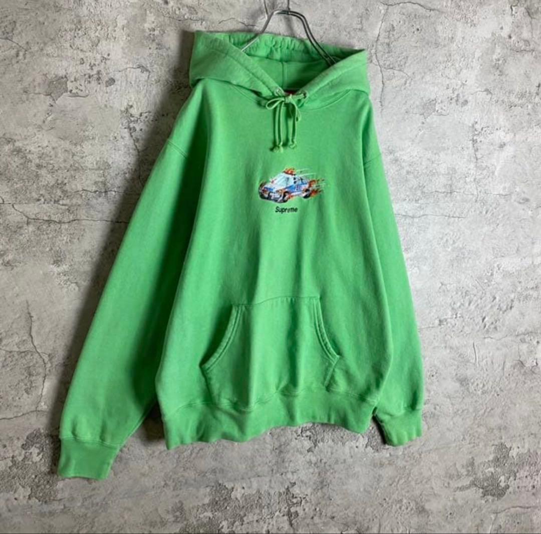 シュプリーム☆ファイヤー刺繍ロゴパーカー 人気デザイン 肉厚 L