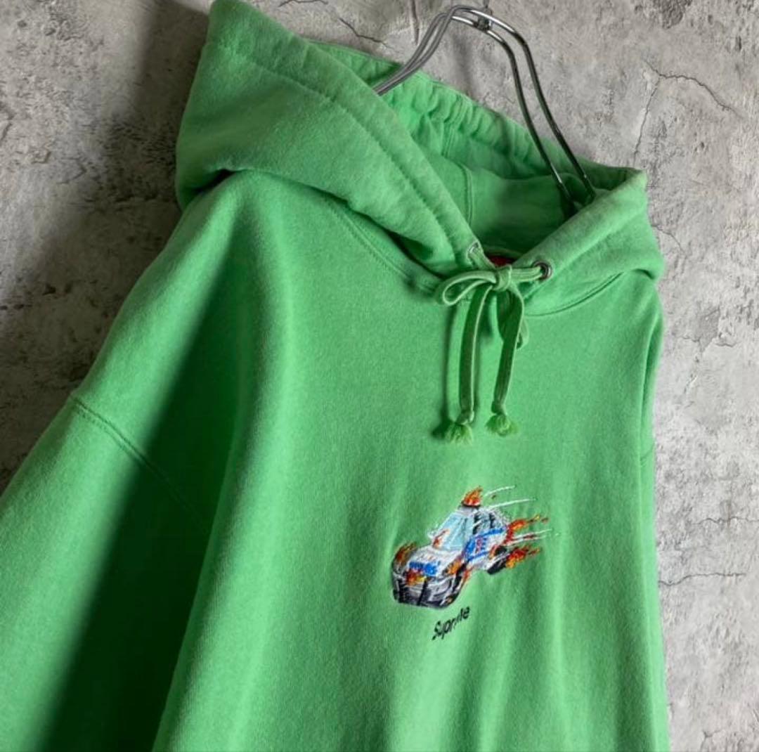 シュプリーム☆ファイヤー刺繍ロゴパーカー 人気デザイン 肉厚 L