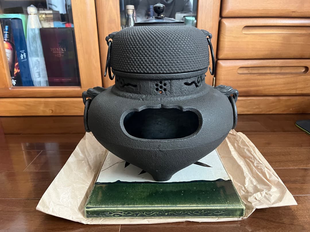 茶道　風炉釜 茶道具 風炉釜 風炉用釜 IH用/軽量釜 打出 万代屋型写し 木村清五郎