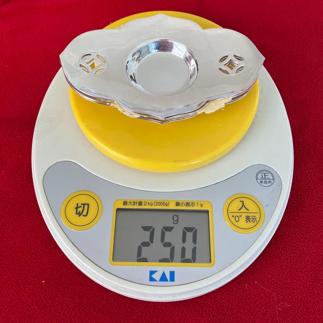 純銀 茶托 木瓜型 七宝透 5客セット 250g 隆昌 刻印 未使用 共箱