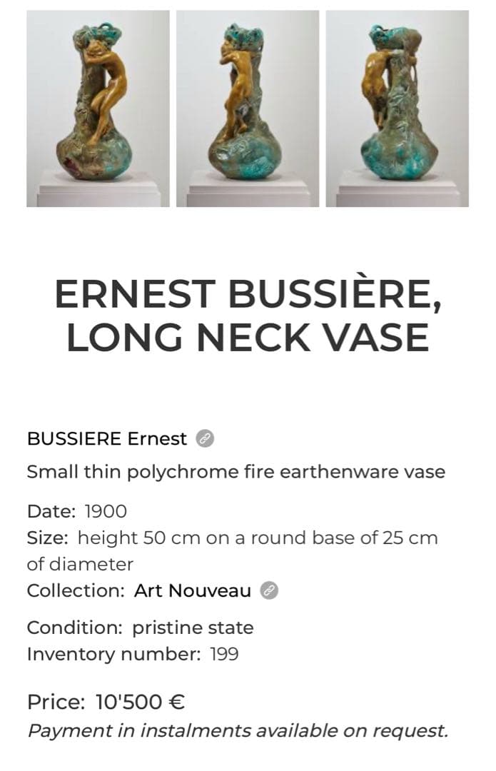 アーネスト・ブシエール アール・ヌーヴォー 陶芸 美術品 アンティーク