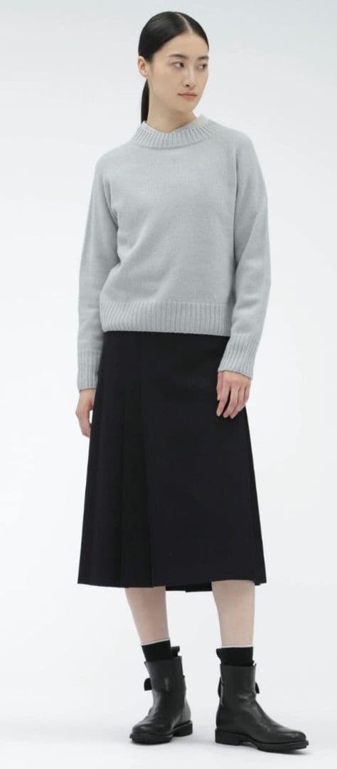 MARGARET HOWELL ブラック キルトスカート II（巻きスカート）