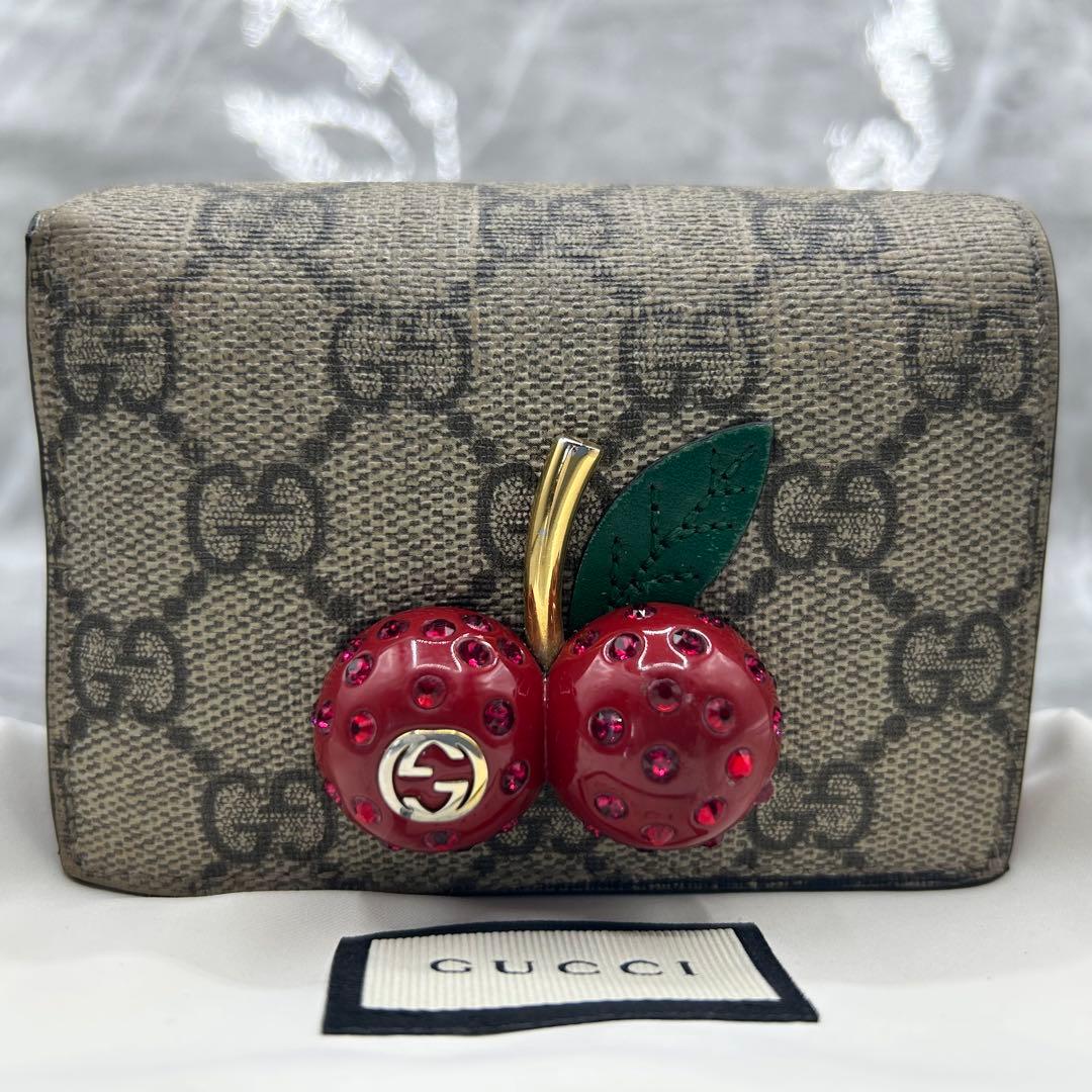GUCCI グッチ 折り財布 GG柄 さくらんぼ チェリー