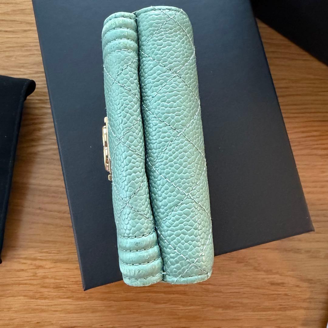 CHANEL ボーイシャネル 三つ折り財布 ミントグリーン