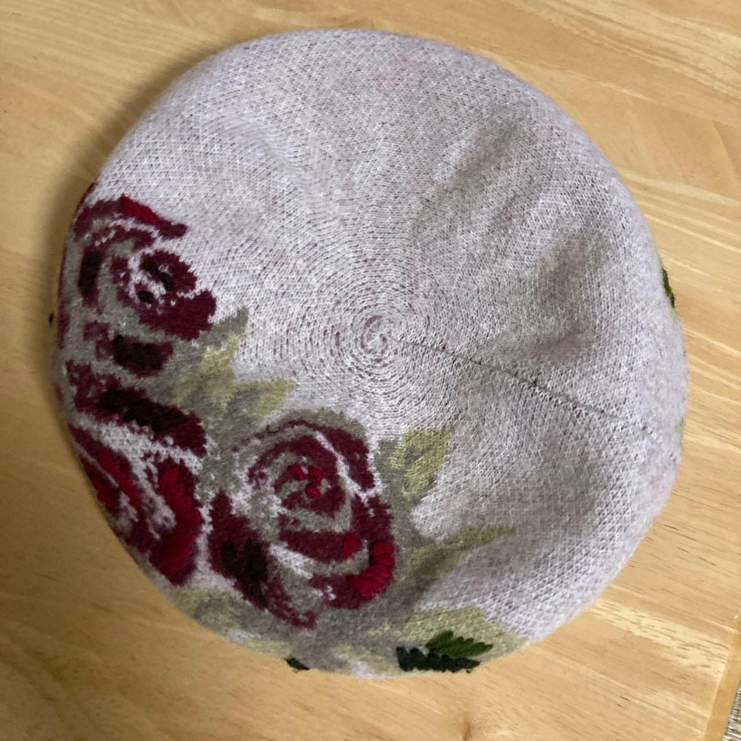 KENZO ニットキャップ ビーニー KENZO グレー ニット帽 花刺繍 Uサイズ