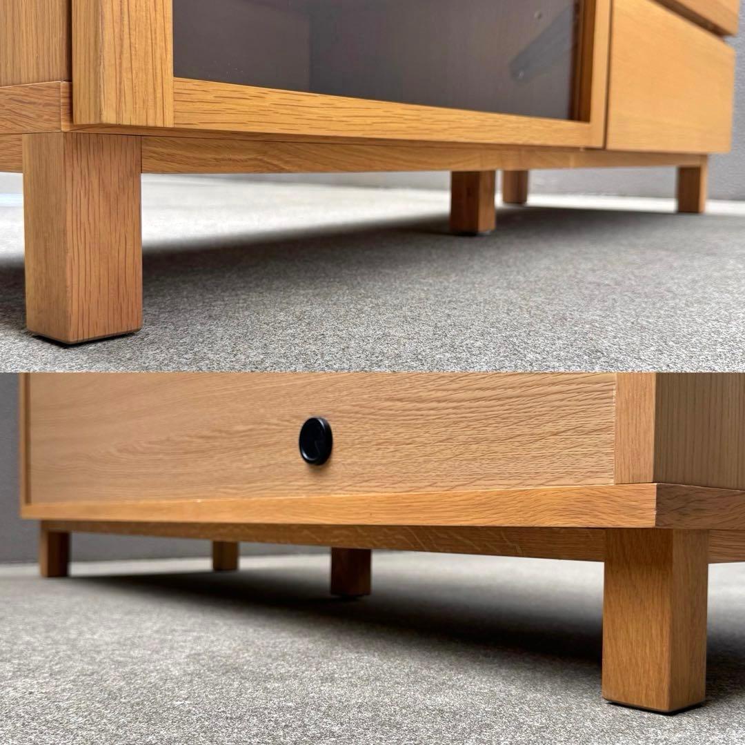 無印テレビ台 無印テレビボード オーク材 幅90 ナチュラル木製 ガラス