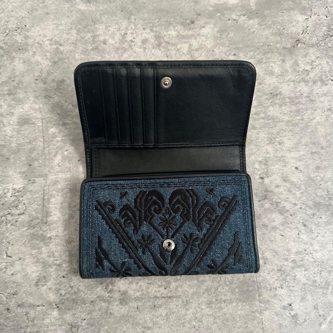 小物 Miu Miu Embroidered Denim Wallet archive