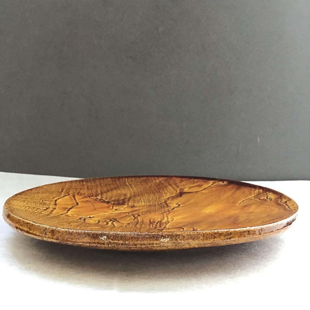 茶道具 飴釉 菓子器 楽焼菓子皿 孤葊(こあん)造 紙箱 S151KZ 茶道具