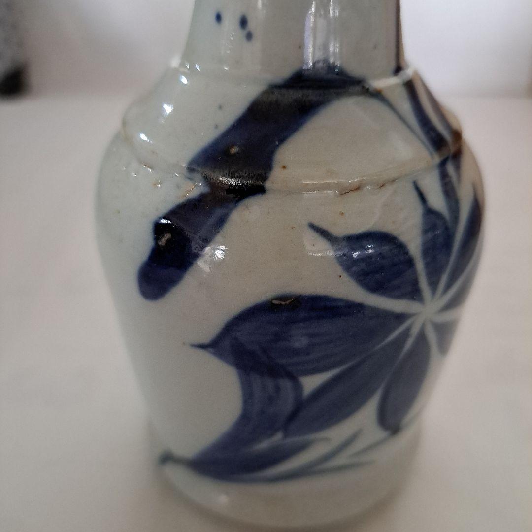 江戸初期 呉須染付 偏古瓶 伊万里染付 あやめ図