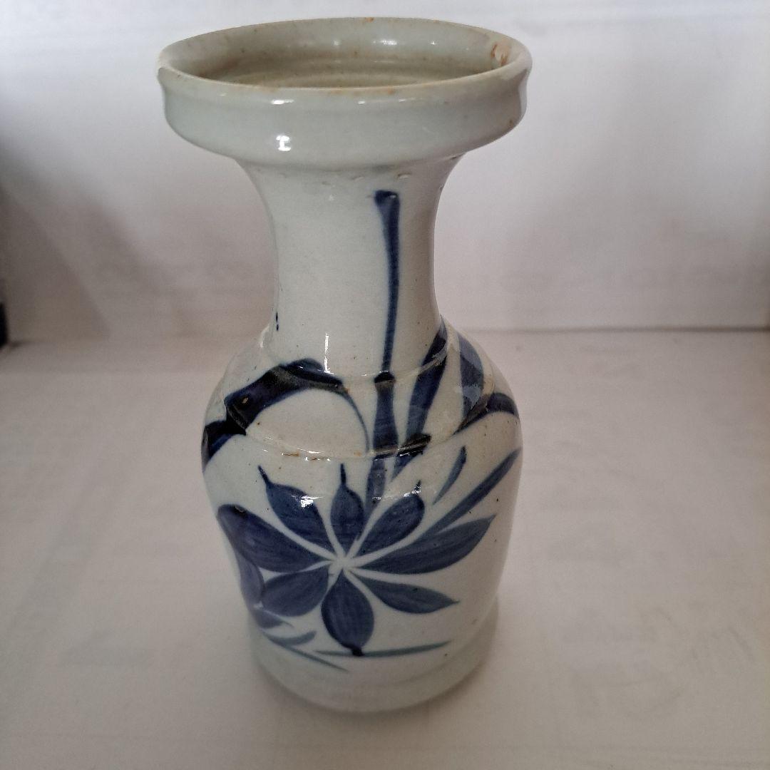 江戸初期 呉須染付 偏古瓶 伊万里染付 あやめ図