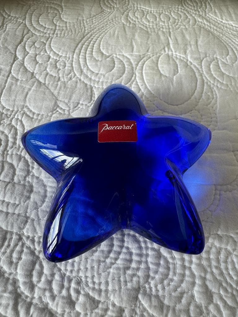 売約済み バカラ 希少 クリスタル ペーパーウェイト 青い星 ヒトデ