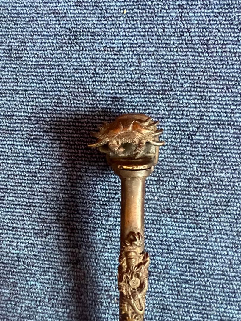 1192 銅製カニ龍文矢立墨壺提げ物書道具文房具骨董品