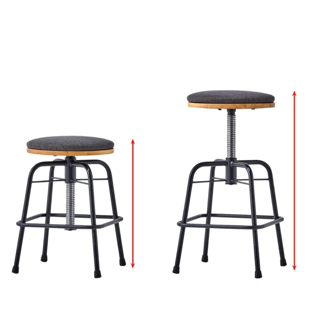 【MAYU】　【美品】Glam　ロースツール　昇降式ダイニングスツール