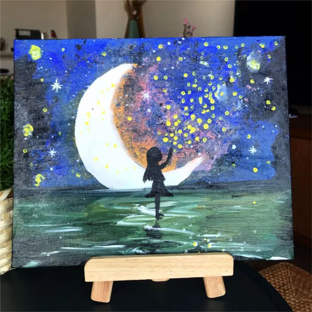 アクリル絵画／原画　「満月と踊り子」