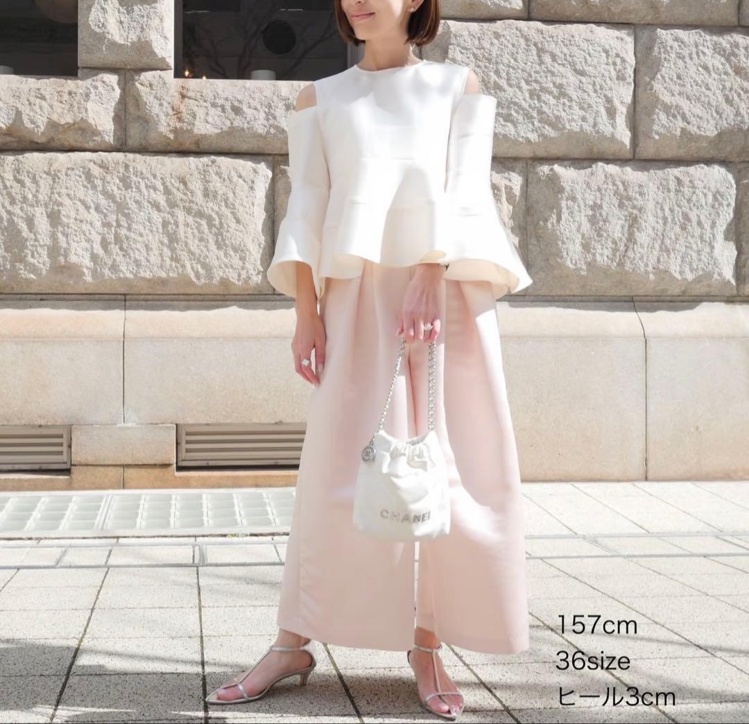 Heve 新品サテンフレアガウチョPT36ピーチ