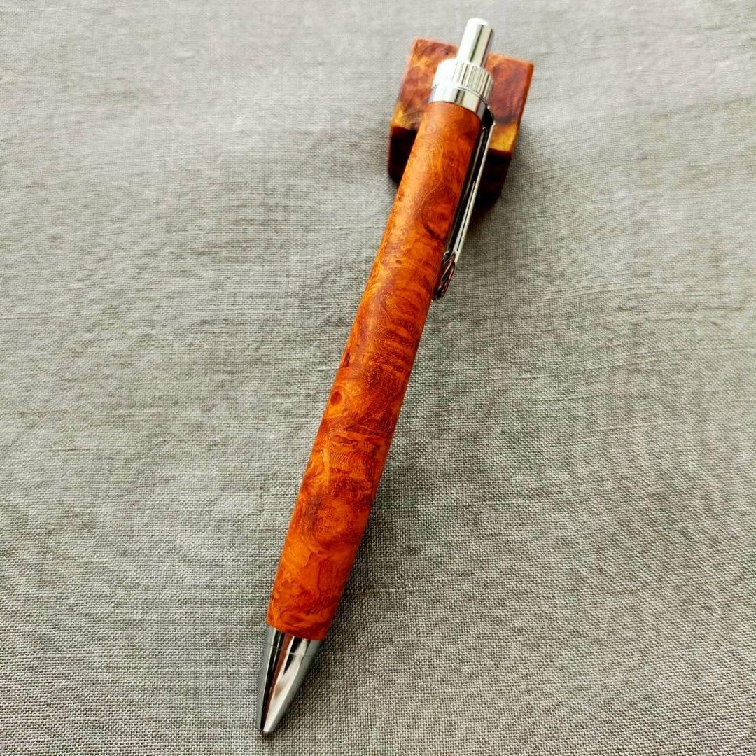 特上花梨瘤 ハンドメイド 木軸ボールペン G2 天然木 シルバー