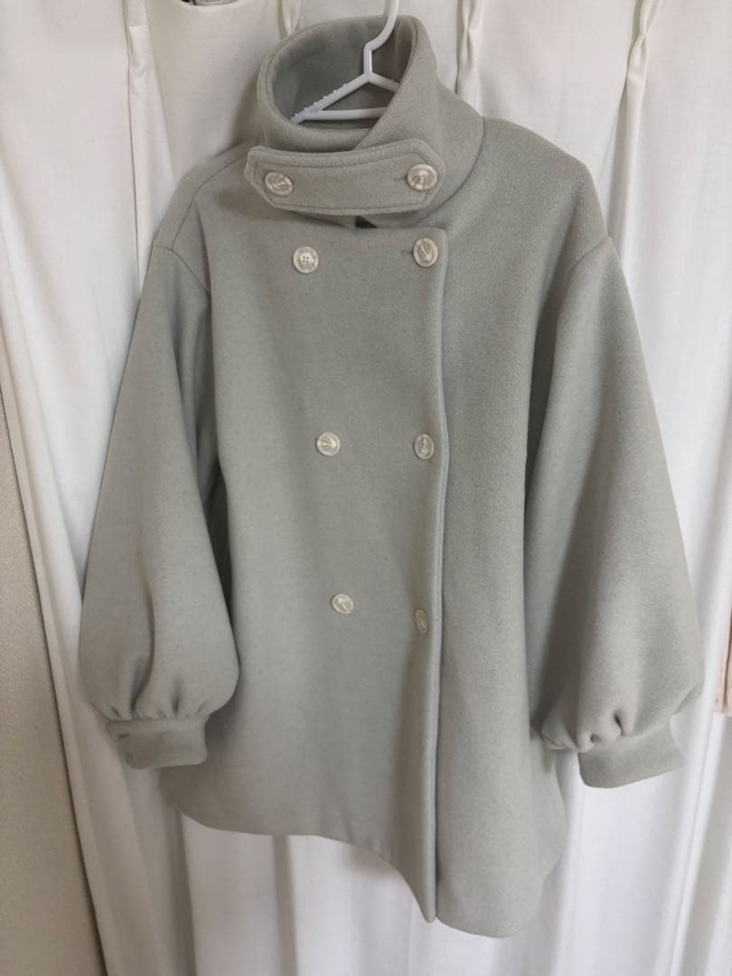 muguet stand collar midi coat MINT