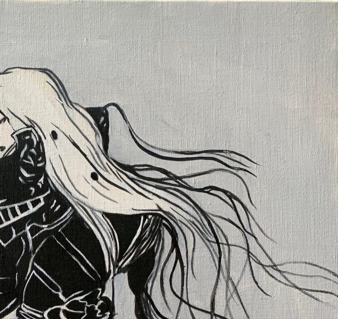 天野喜孝/剣士画/F10号/絵画/額縁/油彩画/肉筆/手書き