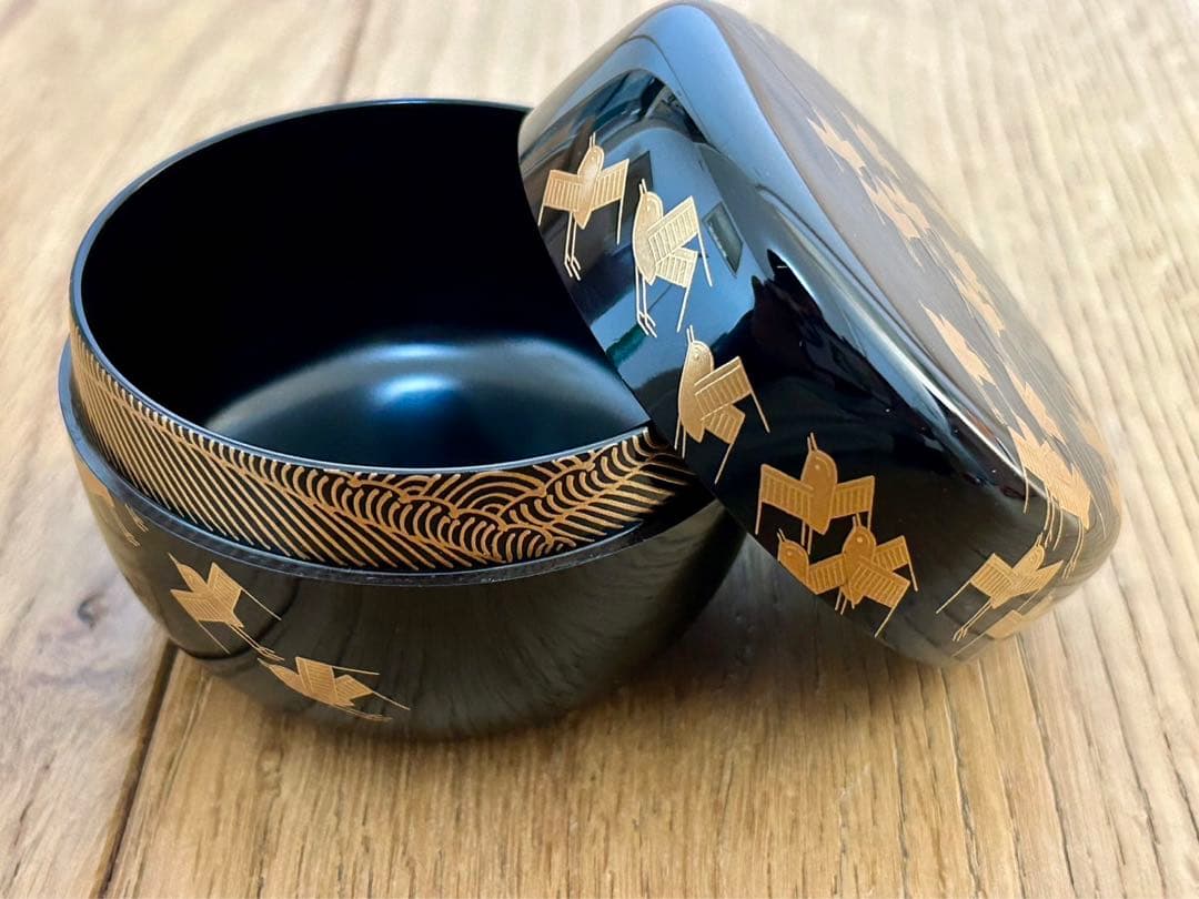 状態良好 田崎昭一郎作品 千鳥蒔絵平棗 天然木 漆器