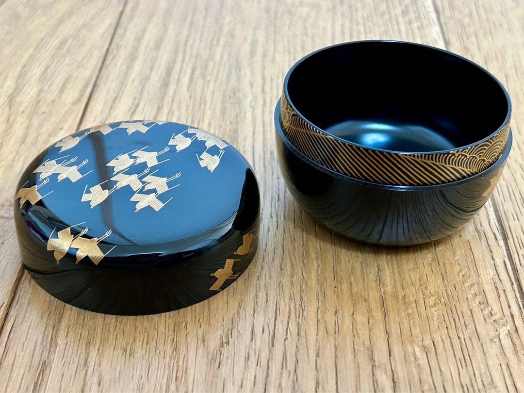 状態良好 田崎昭一郎作品 千鳥蒔絵平棗 天然木 漆器