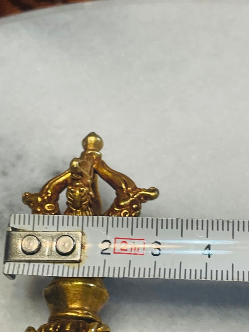 チベット密教 新品 プルパ 金メッキ　龍　金剛杵　約12センチ 594
