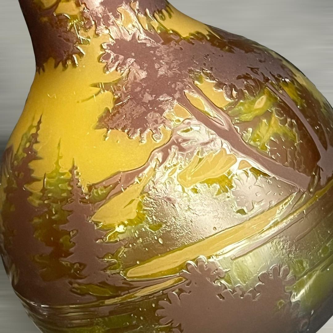 エミールガレ 鶴首 花瓶 カメオ彫り 被せガラス 高さ24cm - メルカリ