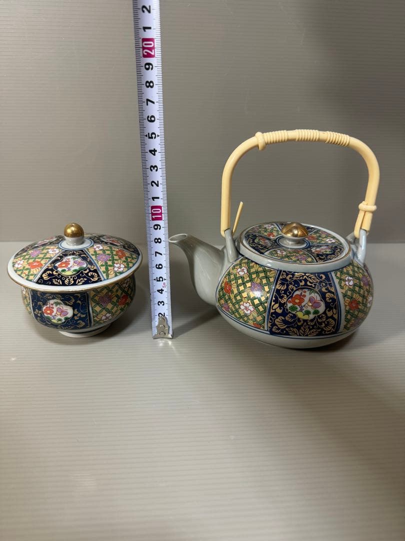 2272 有田焼 瑞窯 茶器セット 急須1客 湯呑蓋付5客 金彩