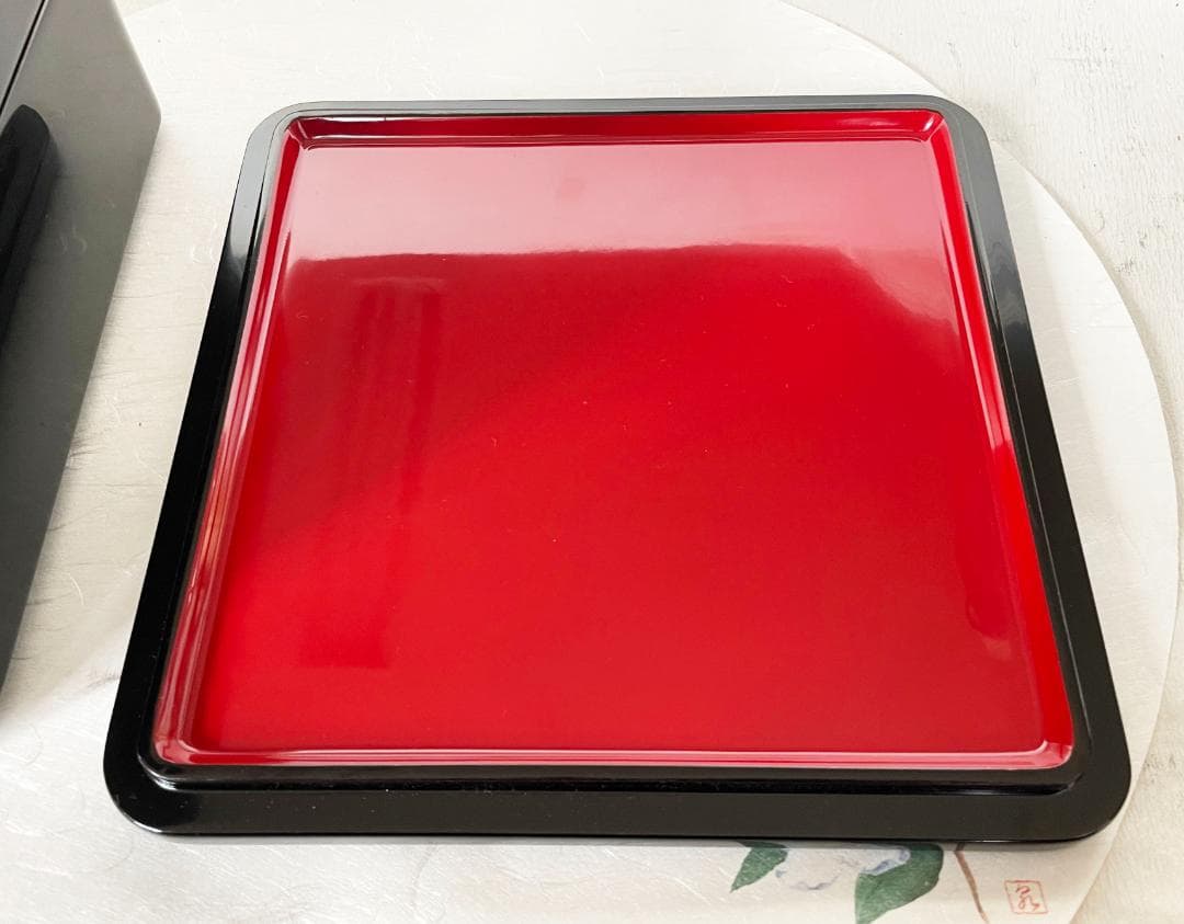 重箱 おせち 2段重 木製漆塗 黒 7寸 内朱 21cm 漆器 アウトレット12