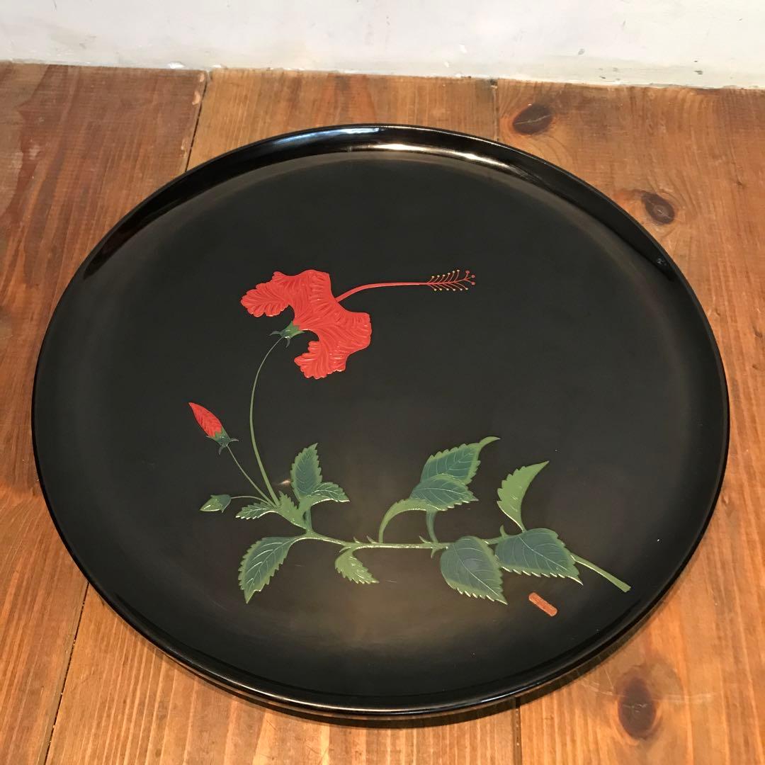 美品 琉球漆器 ハイビスカス 工芸品 木製 漆塗り はっきりとした色使い